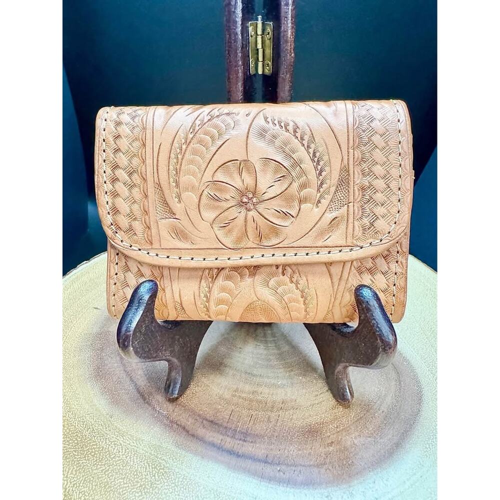 Vintage Handmade Floral Leather Wallet